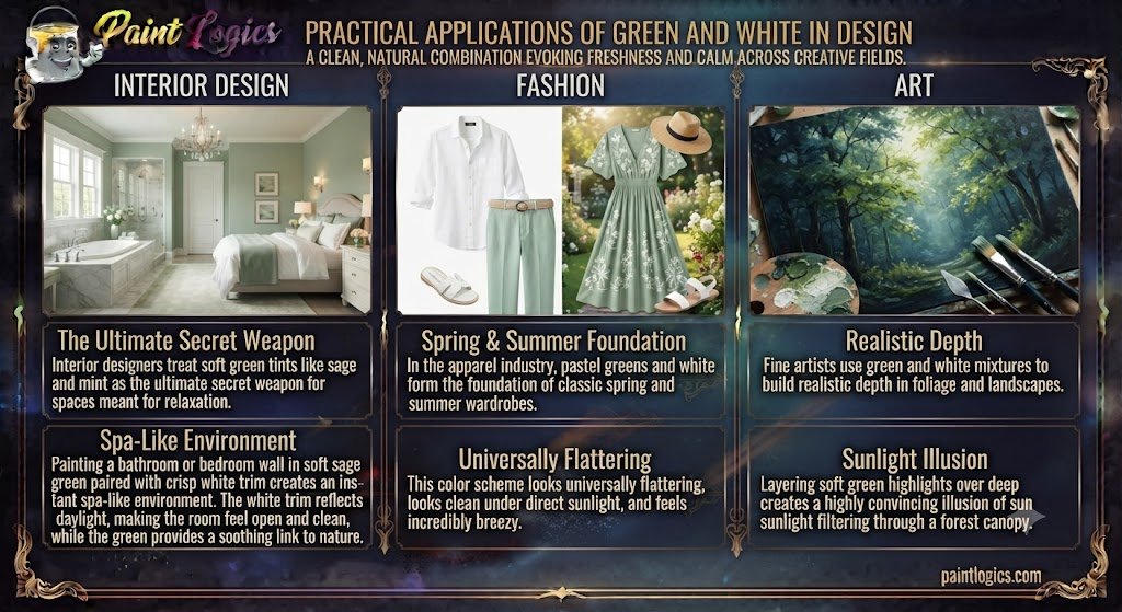 Practical Applications of Green and White in Design