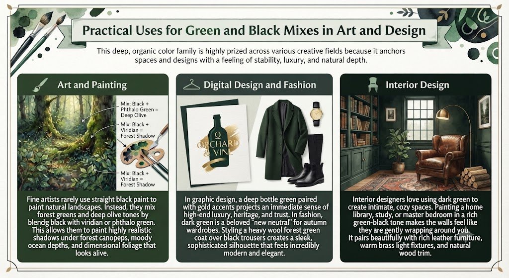 Practical Uses for Green and Black Mixes in Art and Design