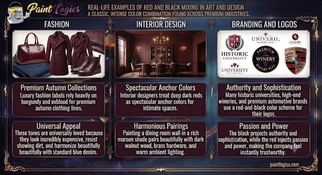 Real-Life Examples of Red and Black Mixing in Art and Design