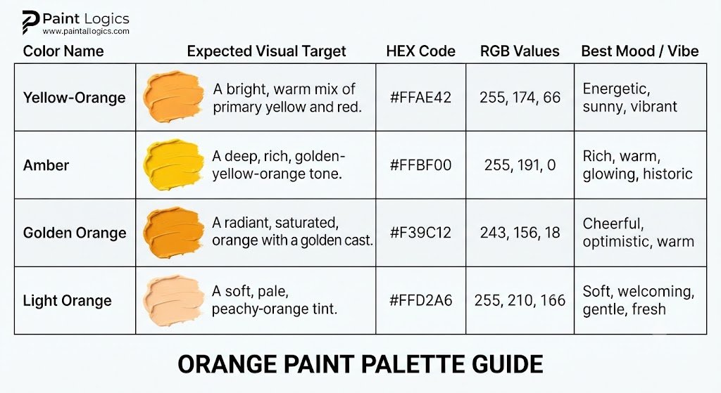 Yellow + Orange Digital Mix Examples (with Hex Codes)