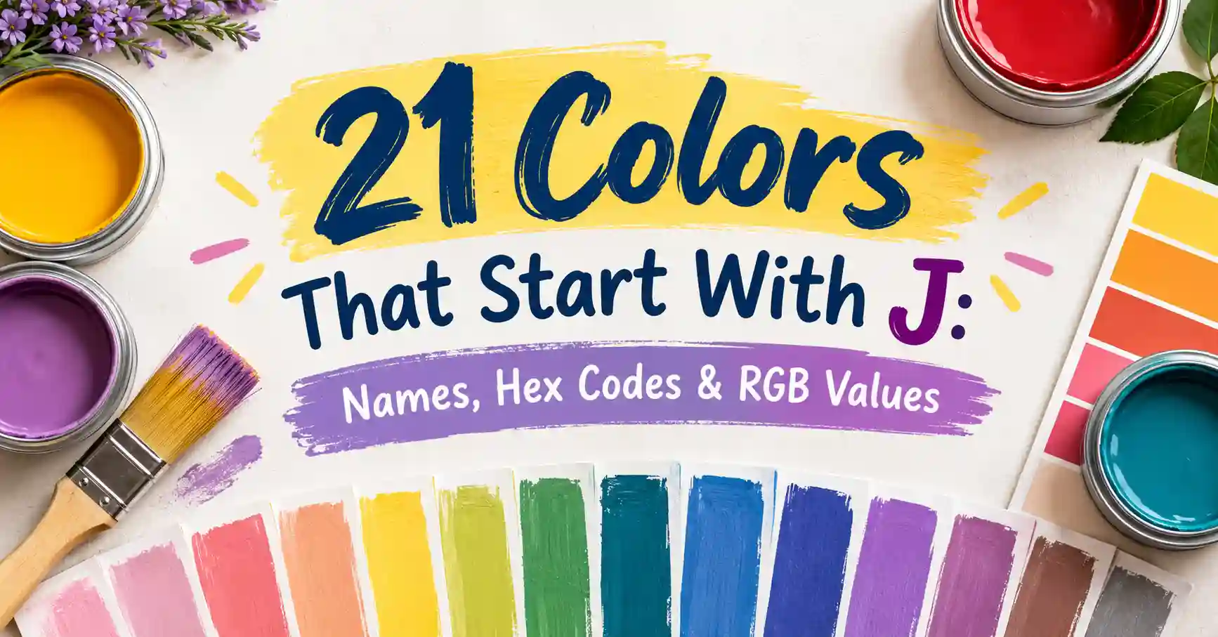 21 colors that start with J with color names, HEX codes, and RGB values