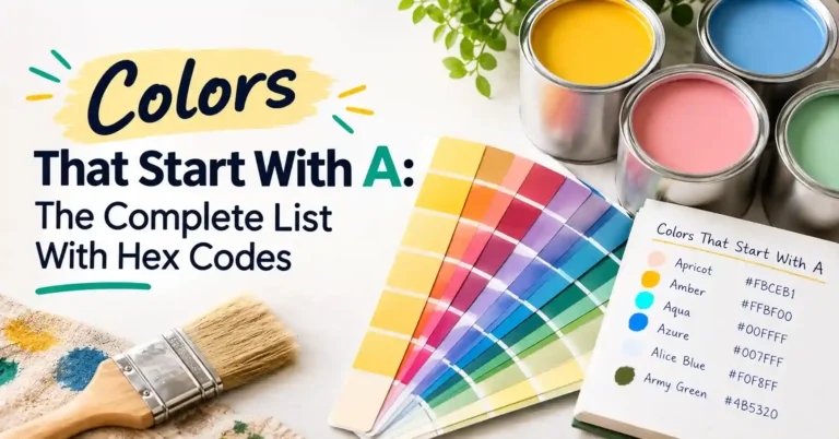 Collection of colors that start with A showing color names and HEX codes