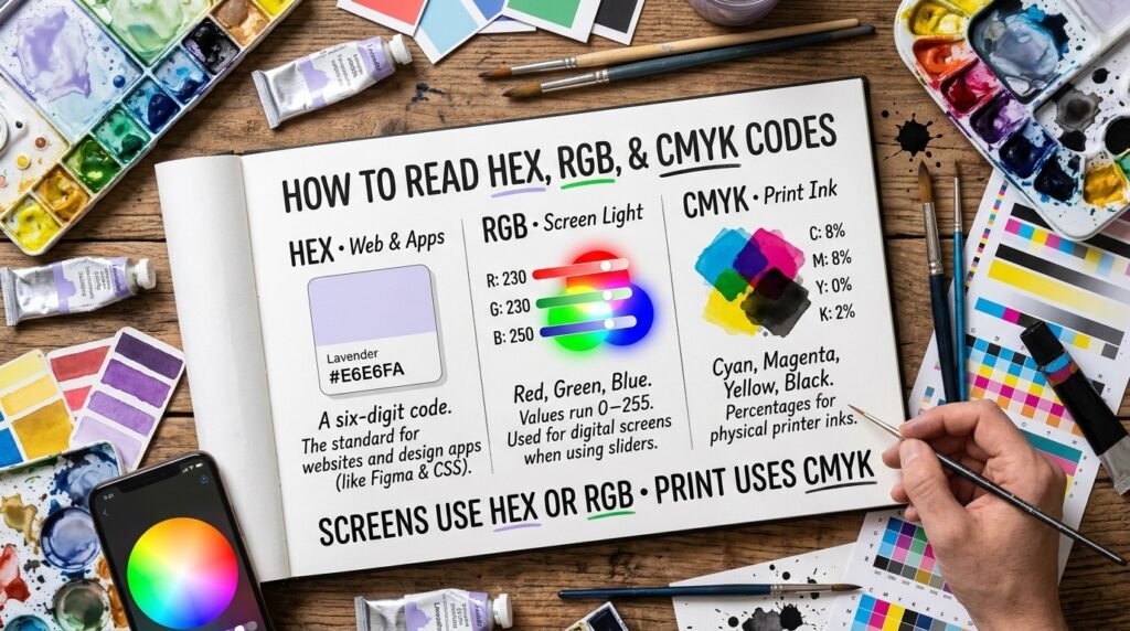 How to Read Hex, RGB, and CMYK Codes