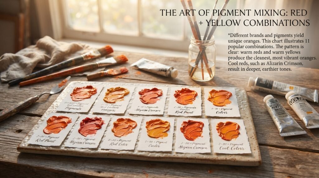 Full Mixing Chart: Red and Yellow Pigment Combinations