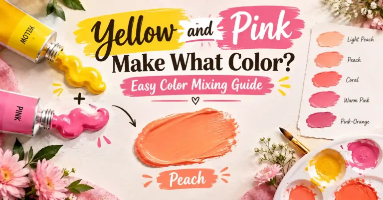 ellow and pink color mixing guide showing the color created when yellow and pink are combined
