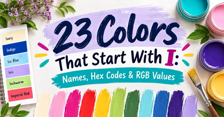 23 colors that start with I with color names, HEX codes, and RGB values