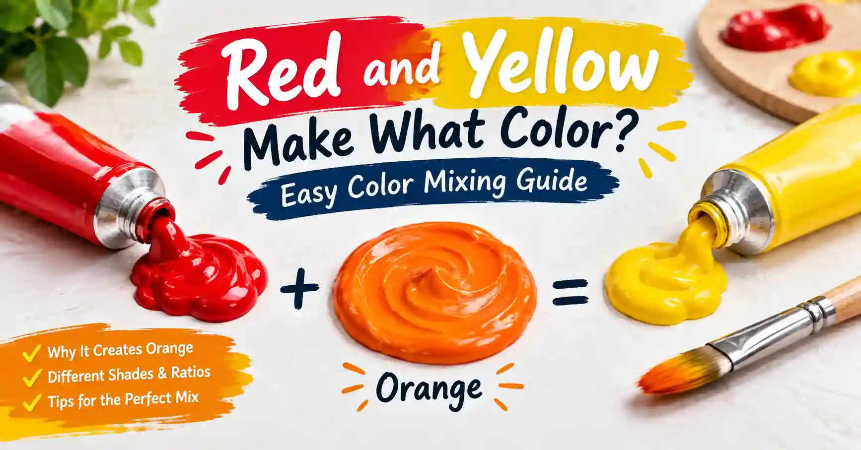 Red and yellow paint mixed together to make orange