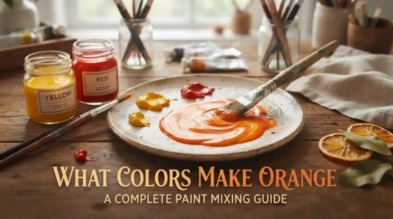 What colors make orange color mixing guide with paint swatches