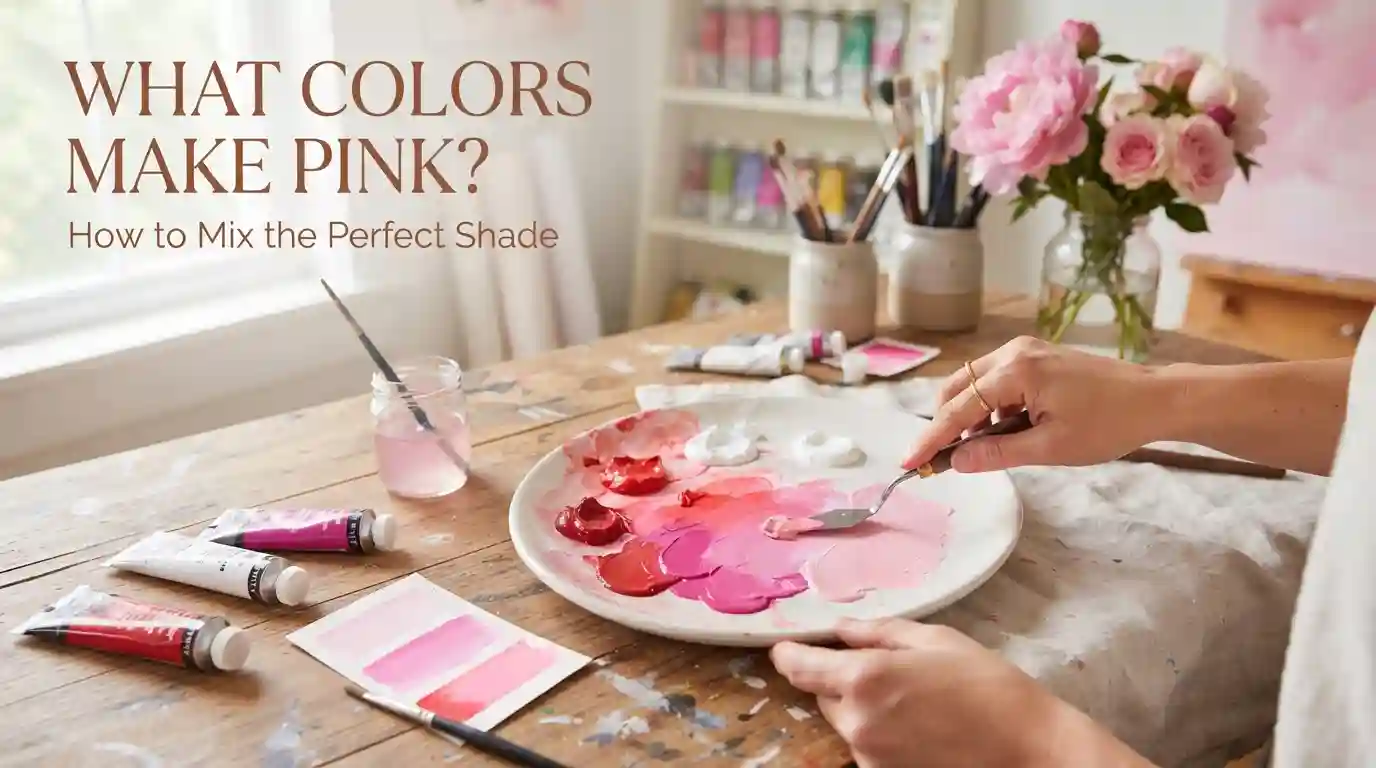 What colors make pink with paint mixing swatches and shades